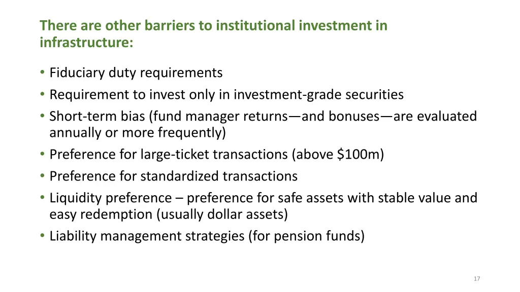there are other barriers to institutional