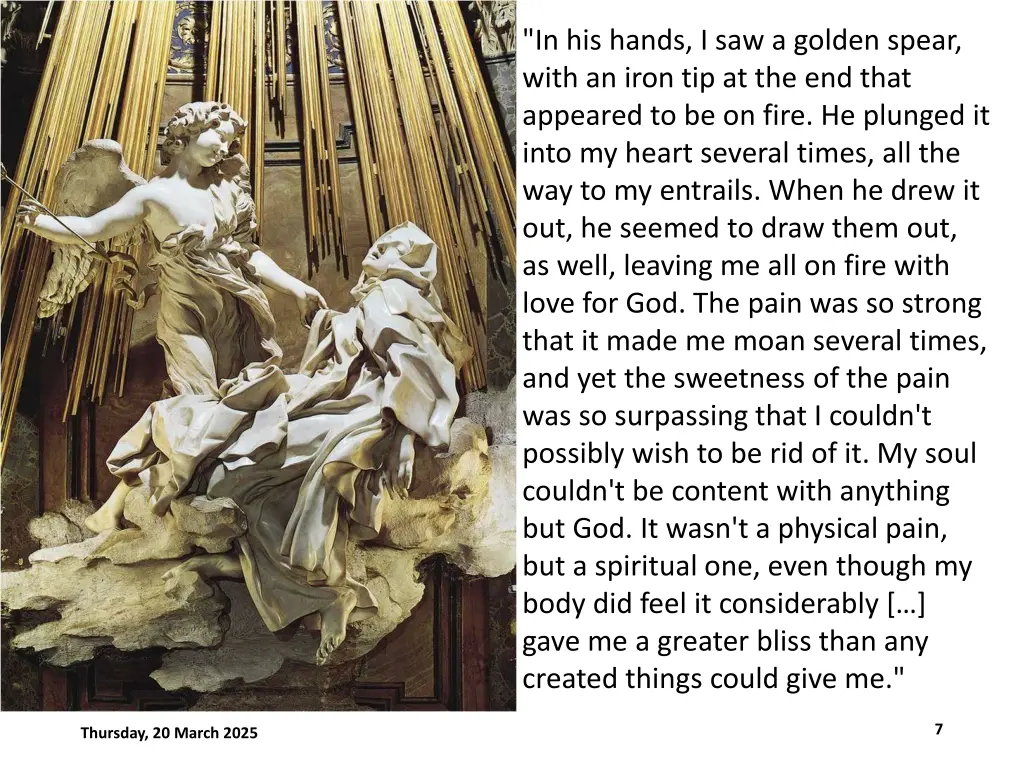 in his hands i saw a golden spear with an iron