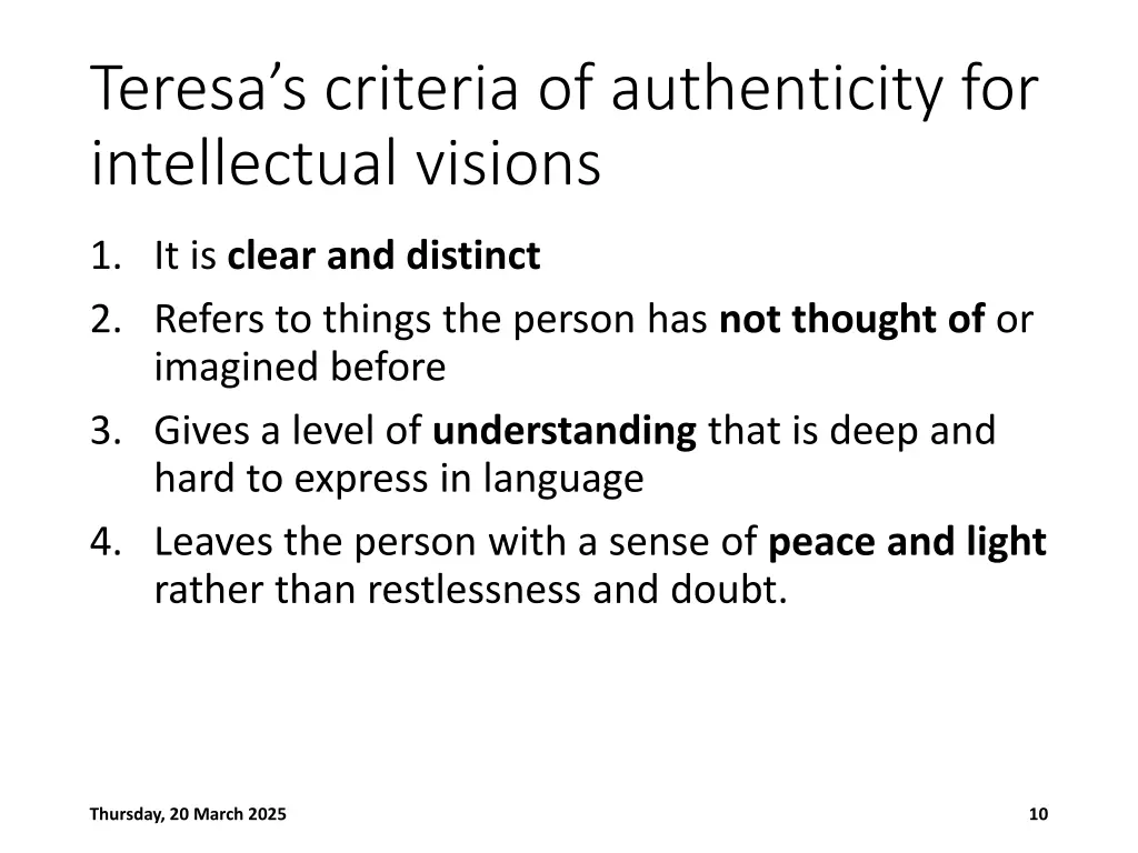 teresa s criteria of authenticity
