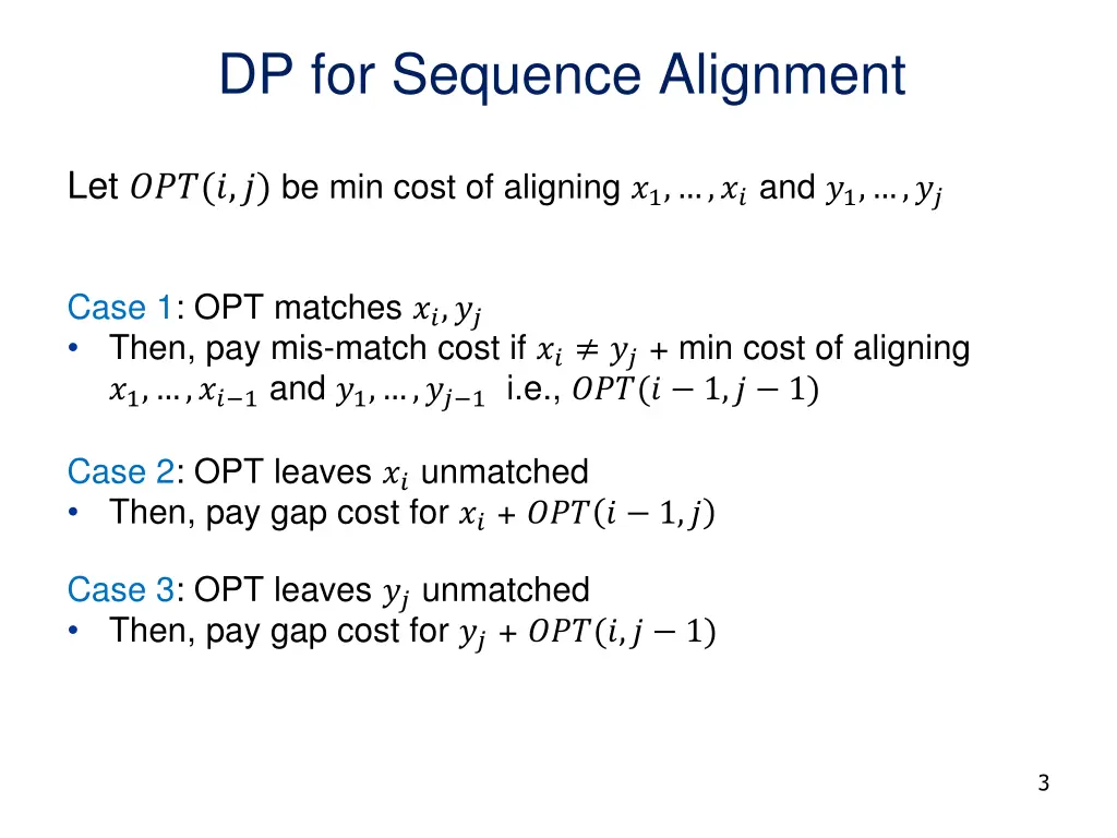 dp for sequence alignment