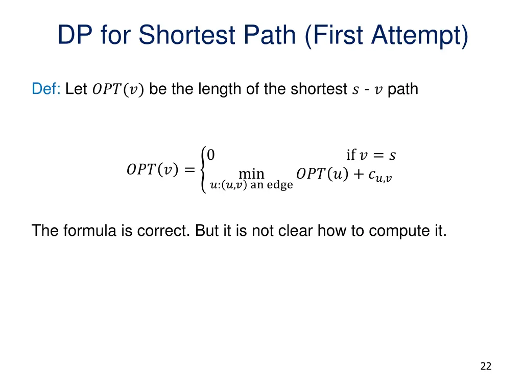 dp for shortest path first attempt