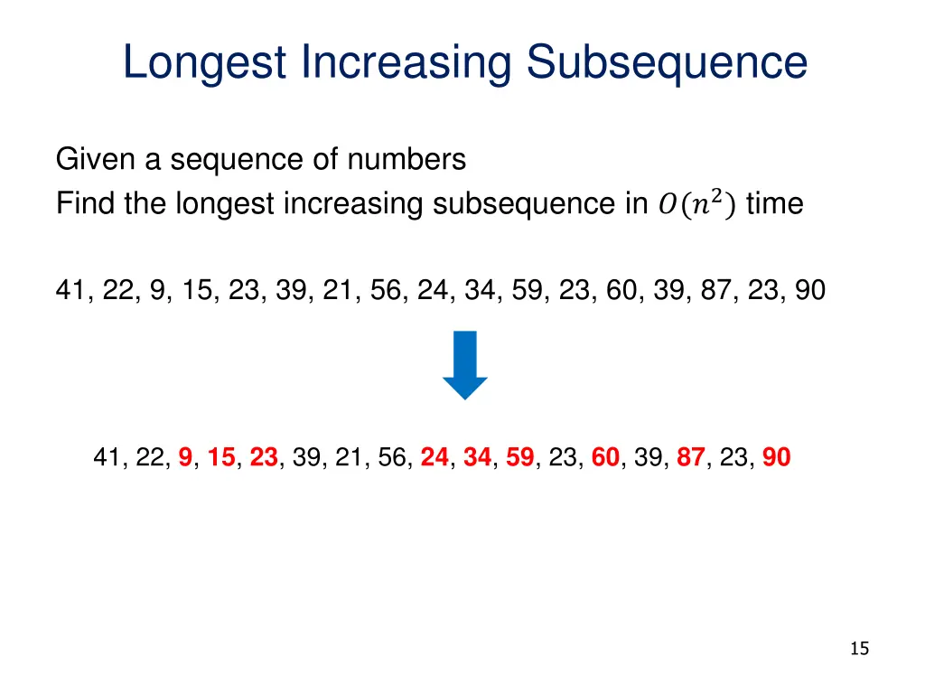 longest increasing subsequence
