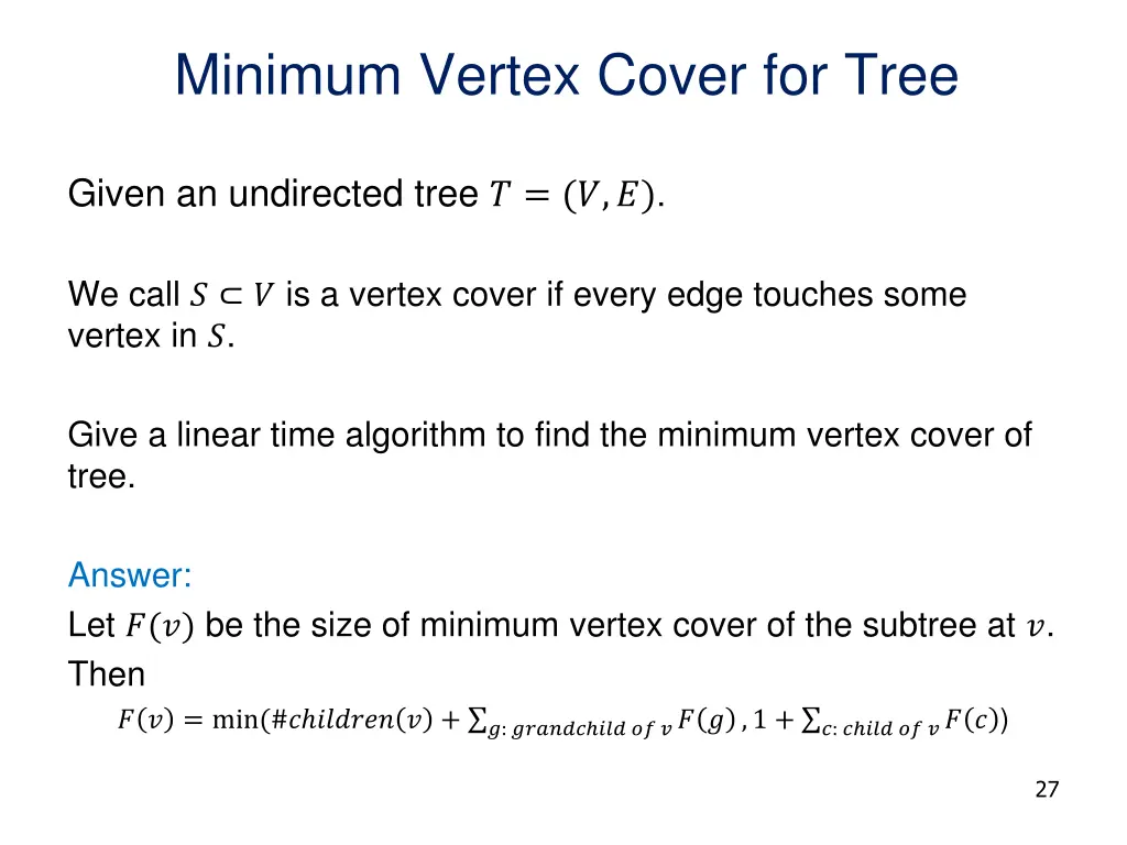 minimum vertex cover for tree