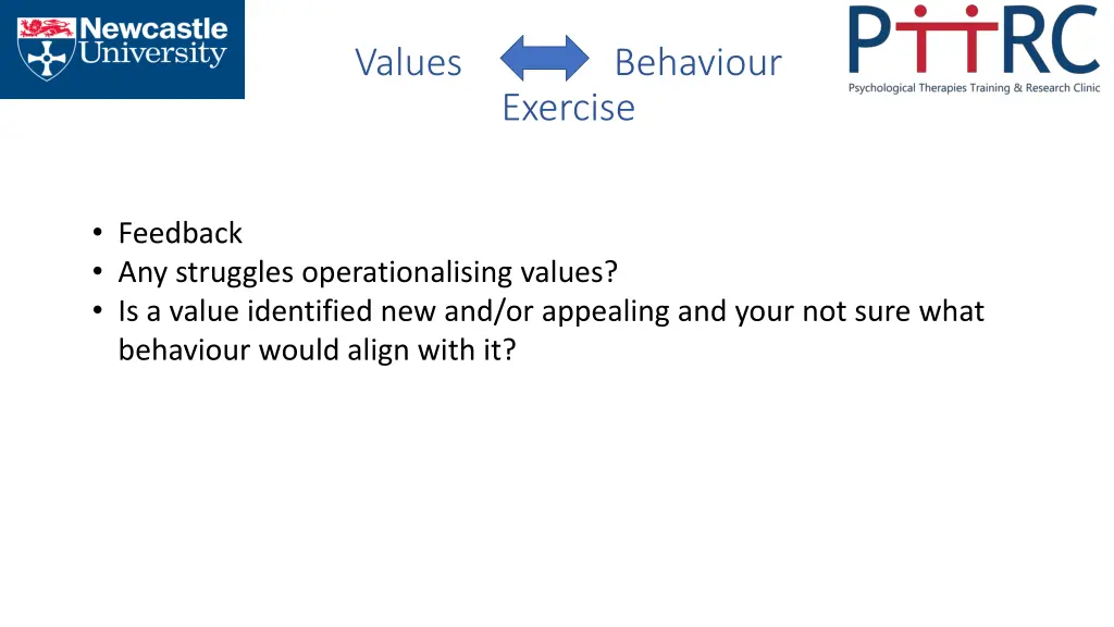 values behaviour exercise