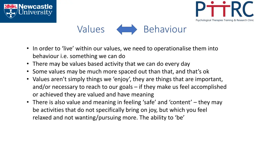 values behaviour