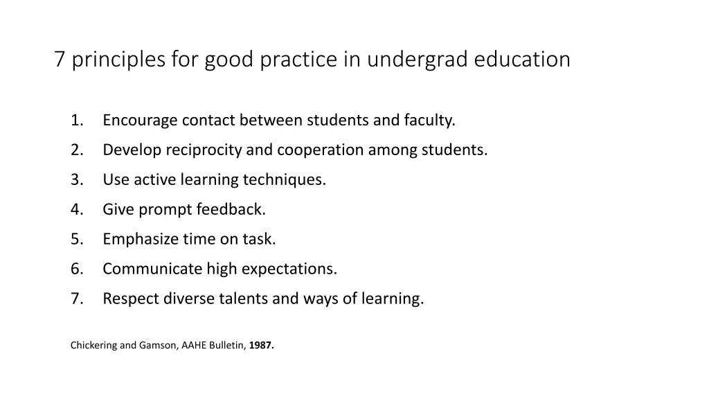 7 principles for good practice in undergrad