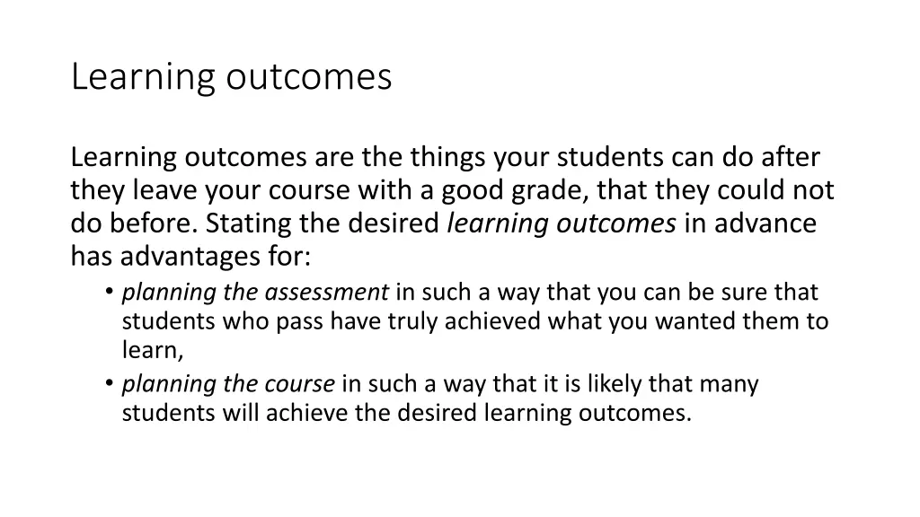learning outcomes