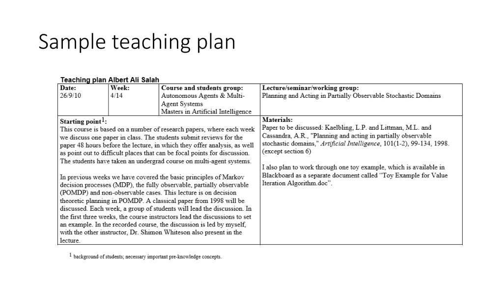 sample teaching plan