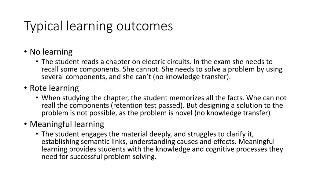 typical learning outcomes