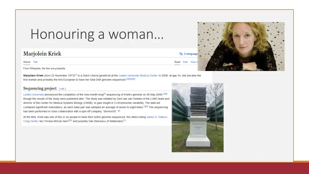 honouring a woman