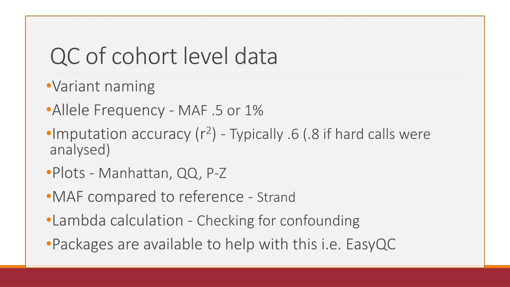qc of cohort level data variant naming allele