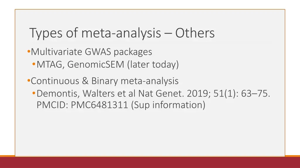 types of meta analysis others multivariate gwas