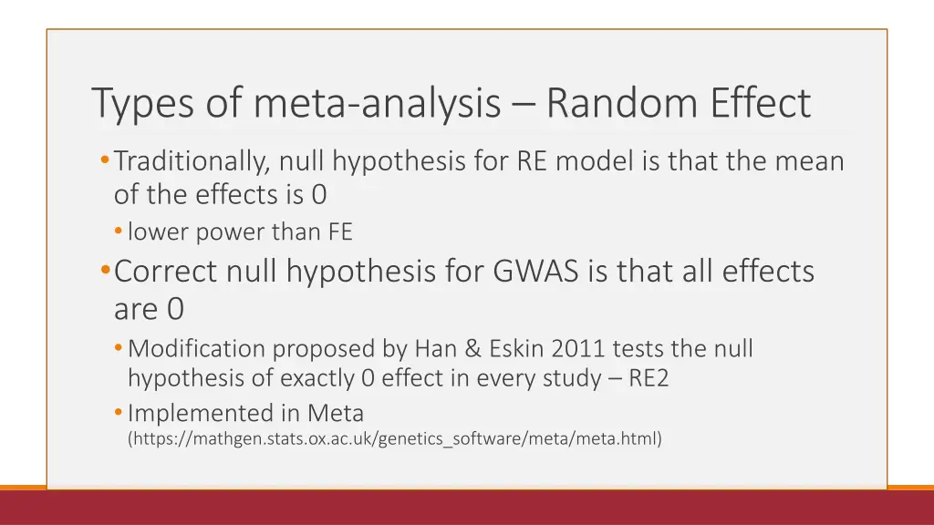 types of meta analysis random effect