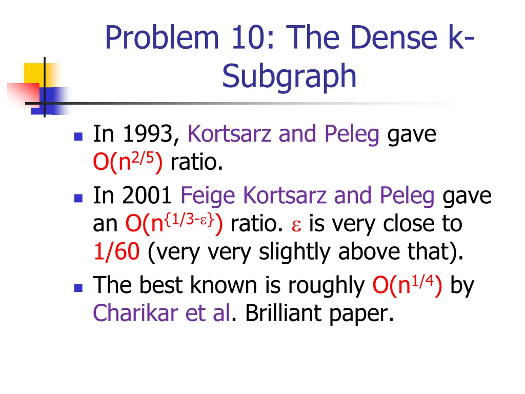 problem 10 the dense k subgraph