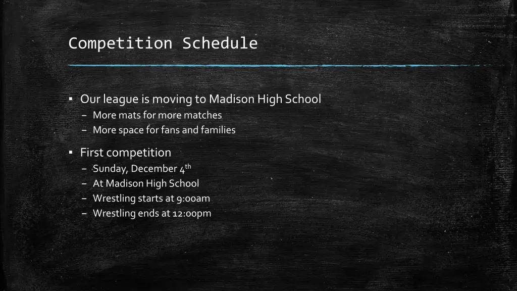 competition schedule