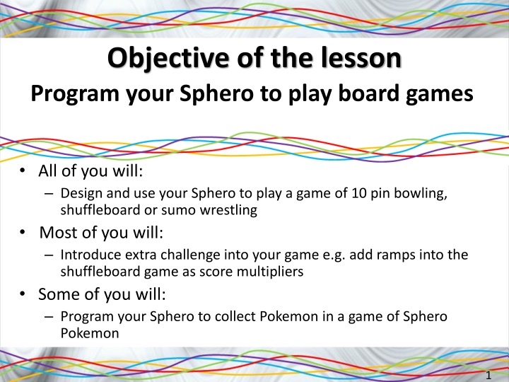 objective of the lesson program your sphero