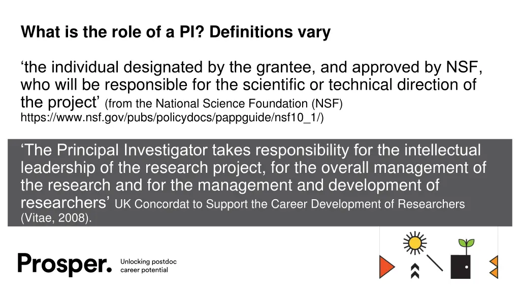 what is the role of a pi definitions vary
