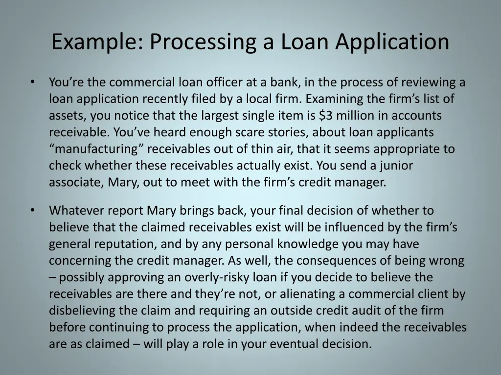 example processing a loan application