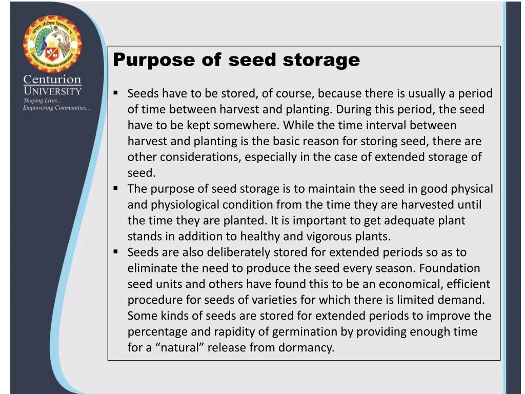 purpose of seed storage