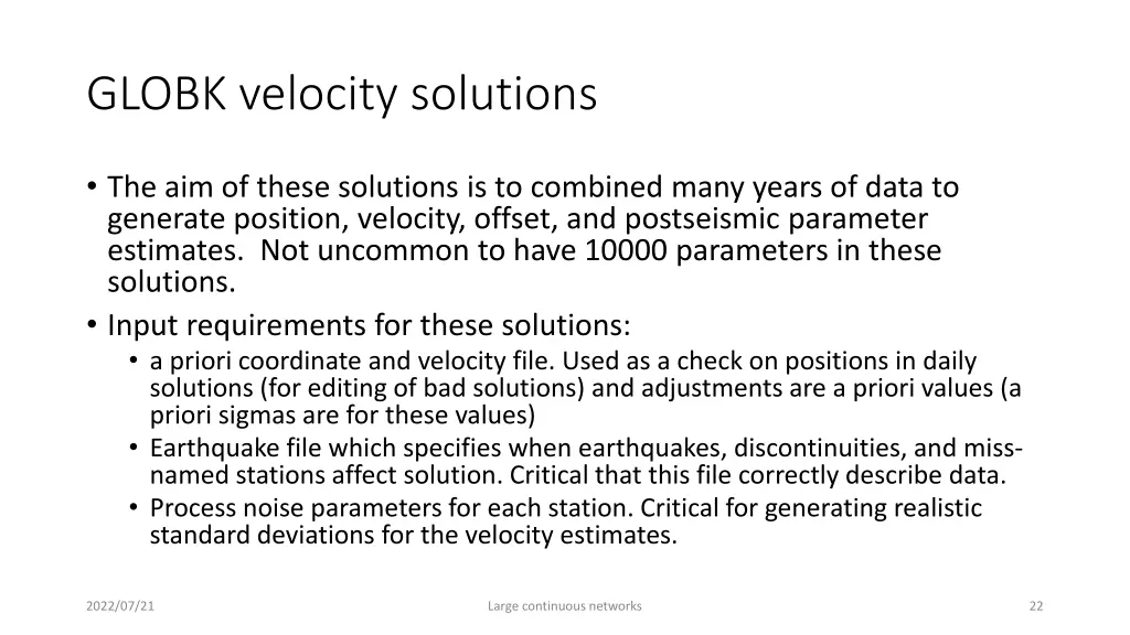 globk velocity solutions