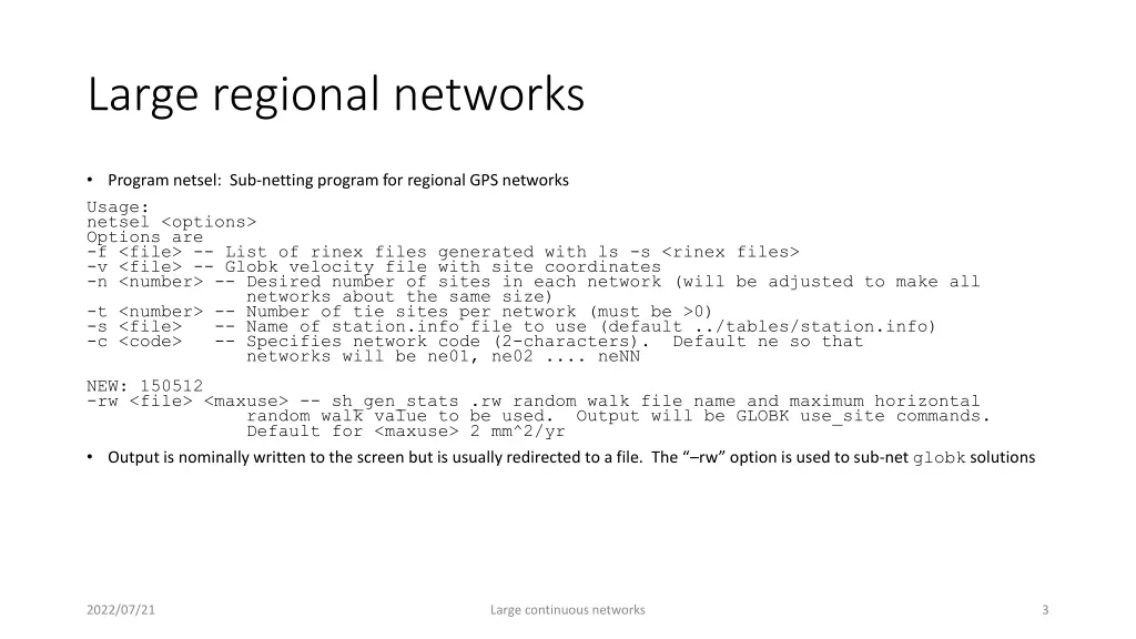 large regional networks