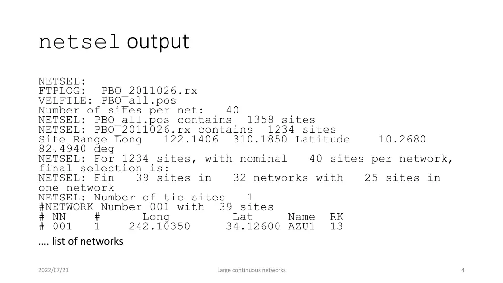 netsel output