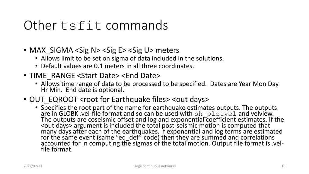 other tsfit commands 1