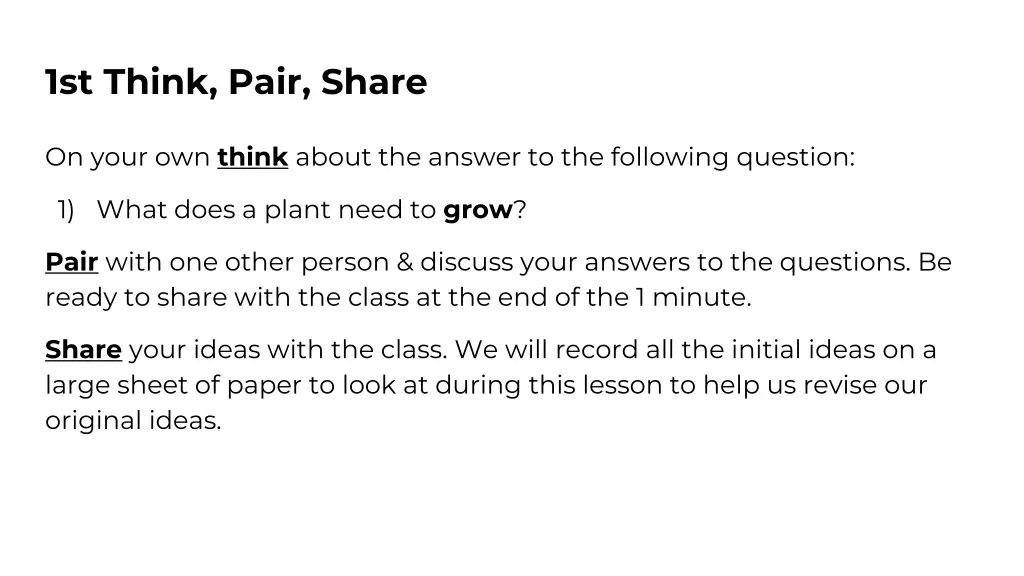 1st think pair share