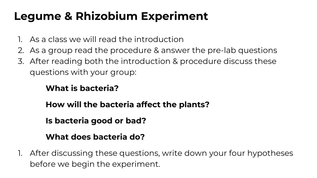 legume rhizobium experiment