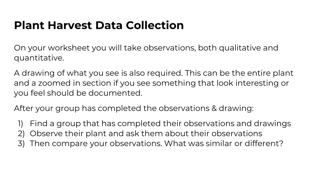 plant harvest data collection