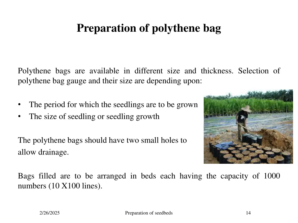 preparation of polythene bag