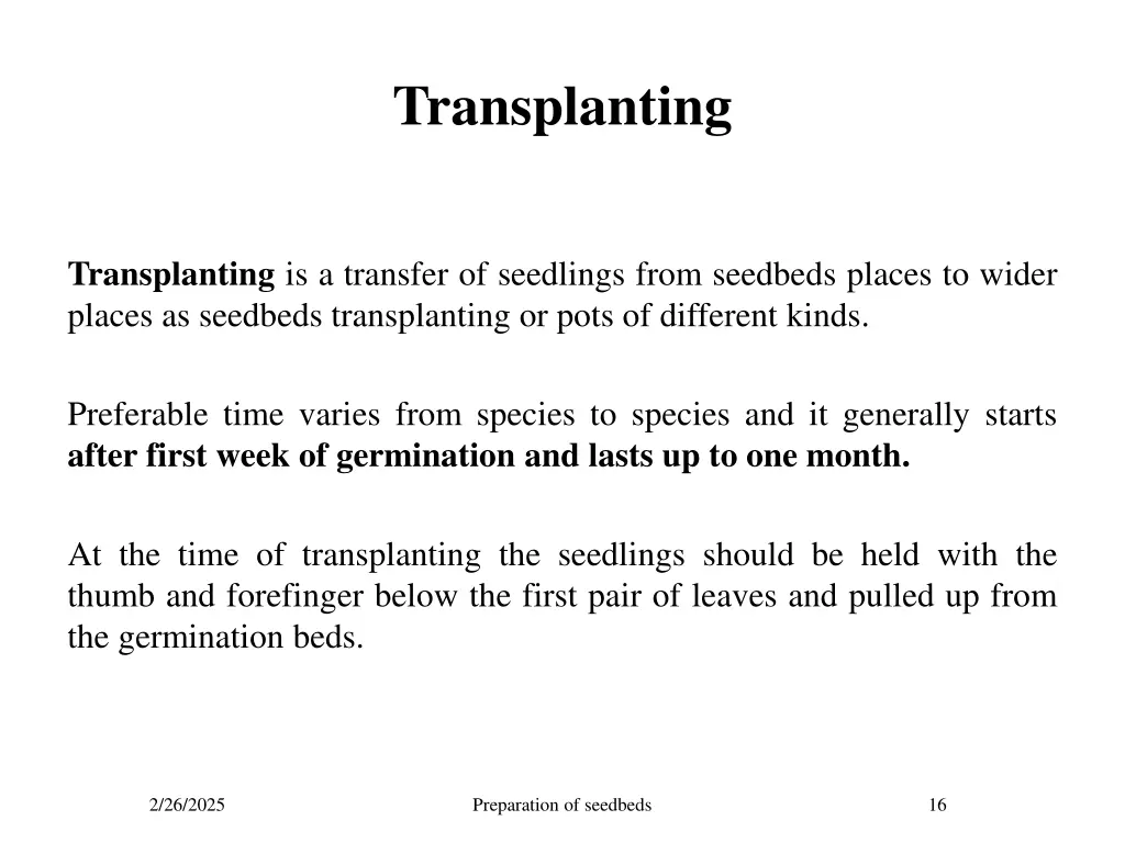 transplanting