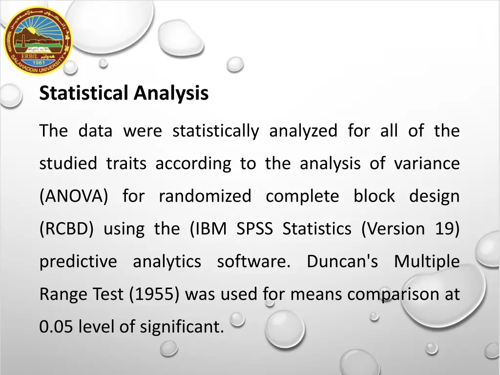 statistical analysis