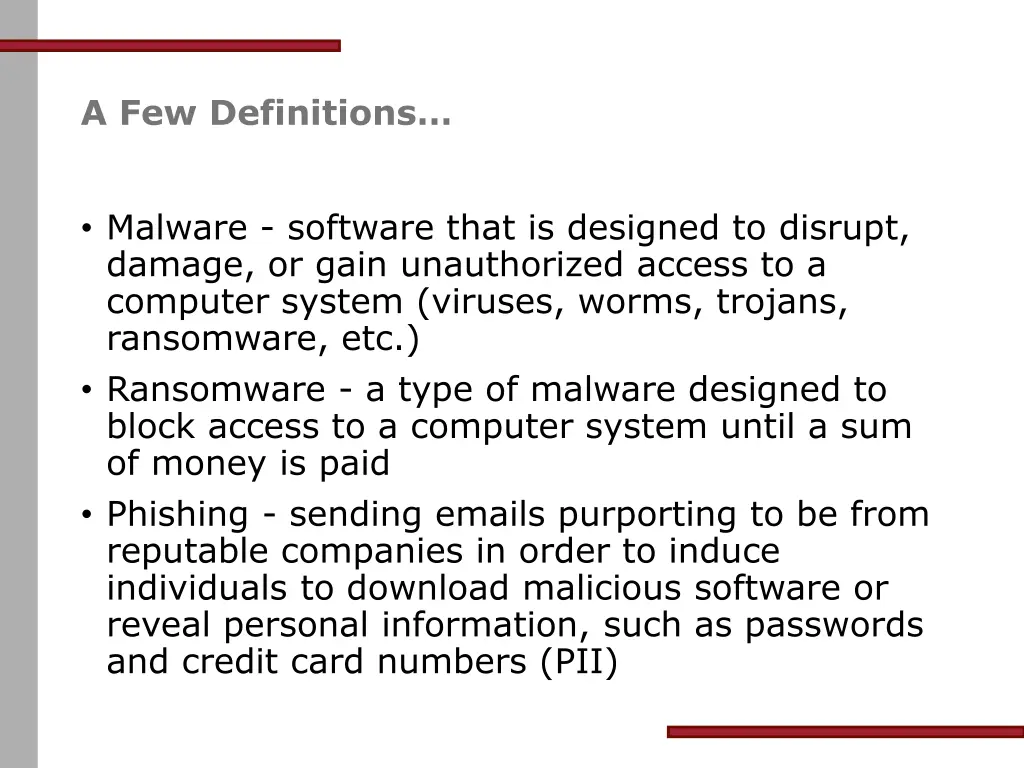 a few definitions