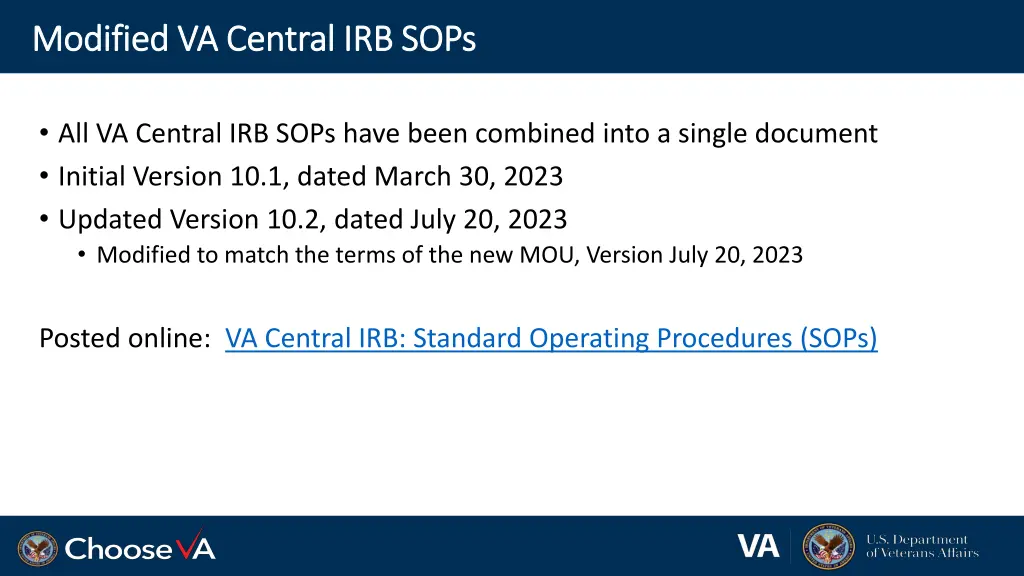 modified va central irb sops modified va central