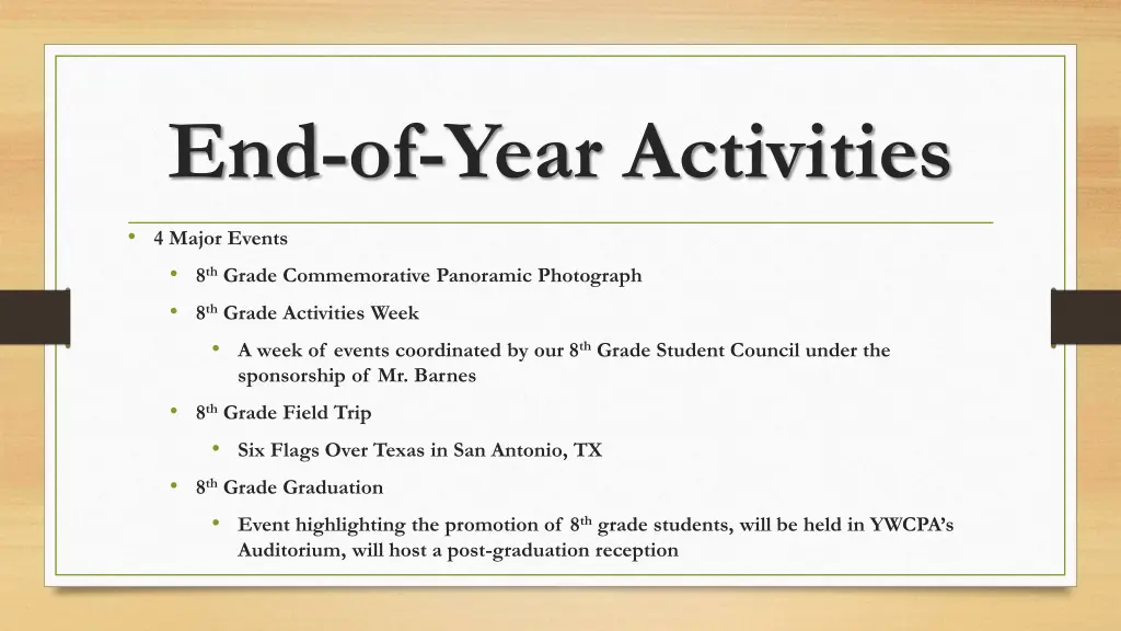 end of year activities