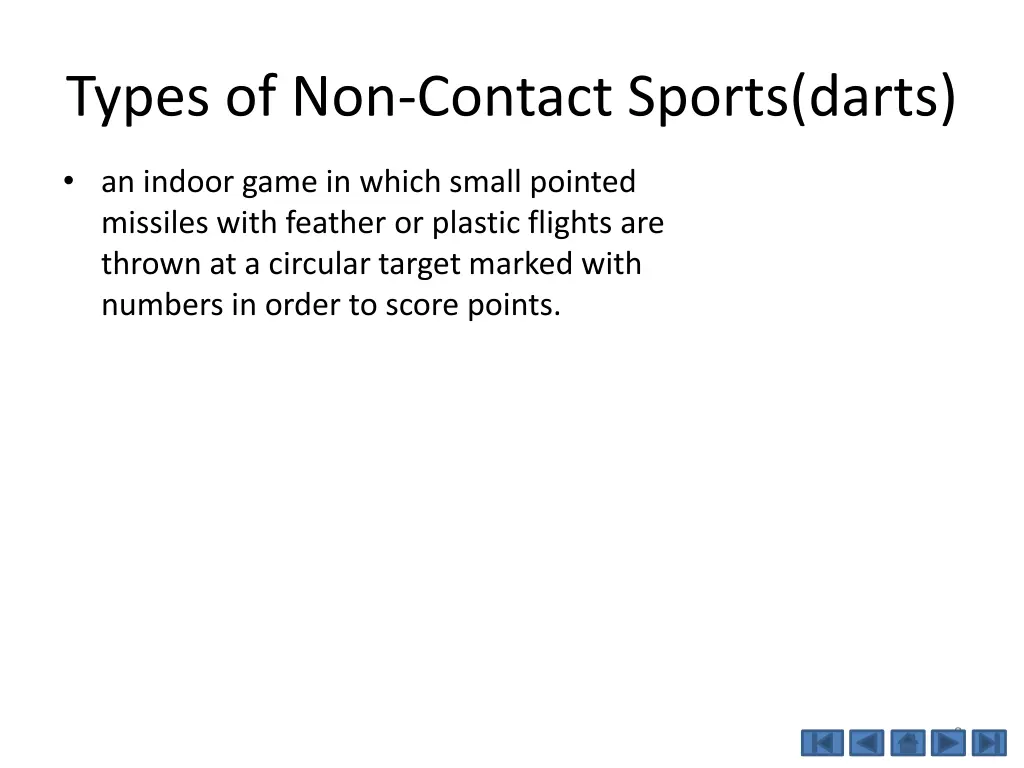 types of non contact sports darts