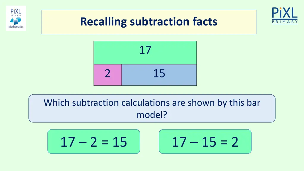 recalling subtraction facts