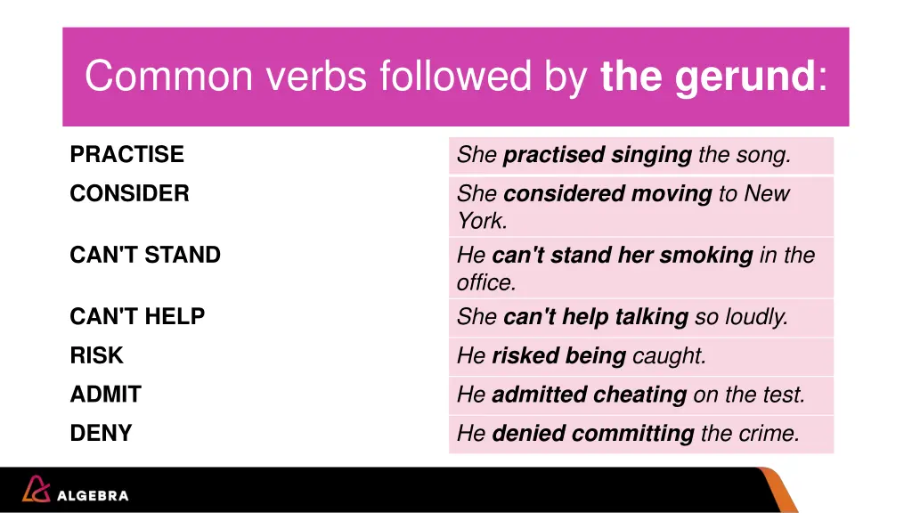 common verbs followed by the gerund 3