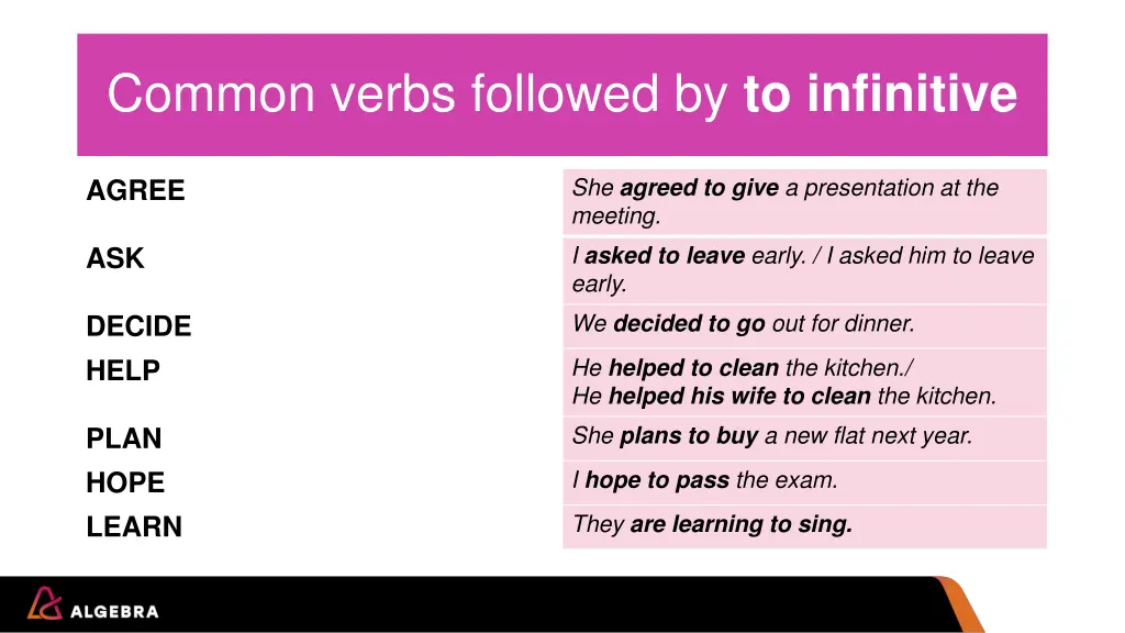 common verbs followed by to infinitive 2