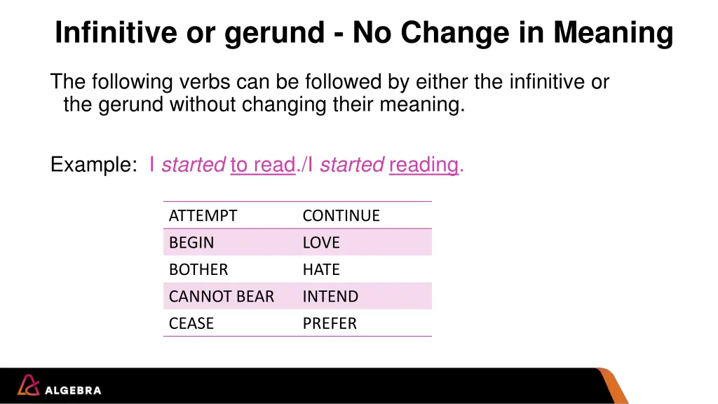 infinitive or gerund no change in meaning