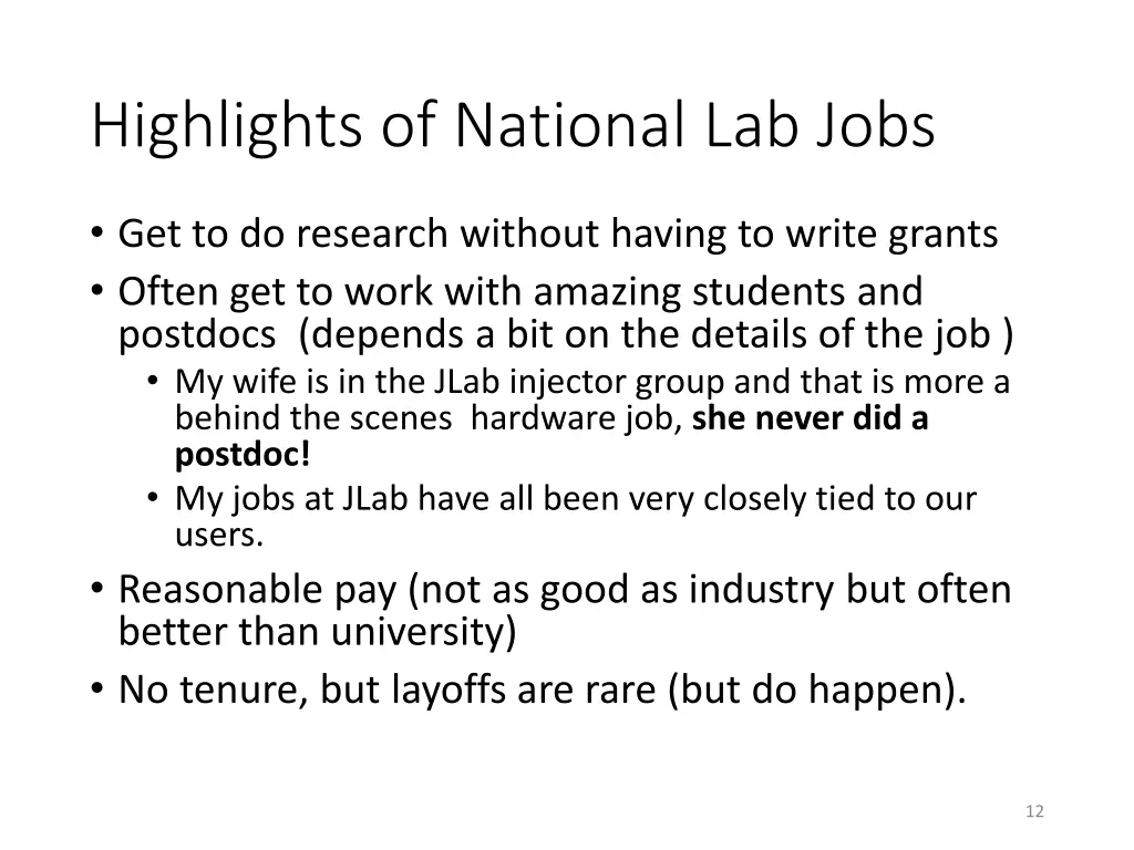 highlights of national lab jobs