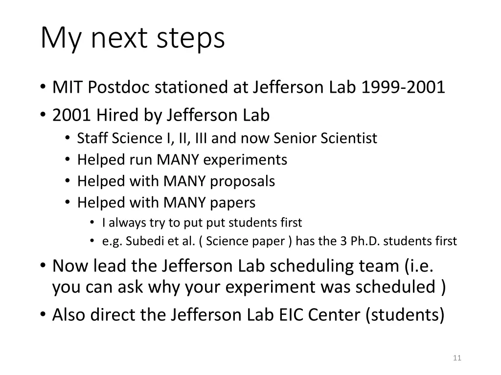 my next steps