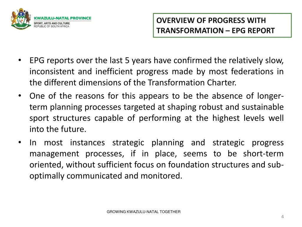 epg reports over the last 5 years have confirmed