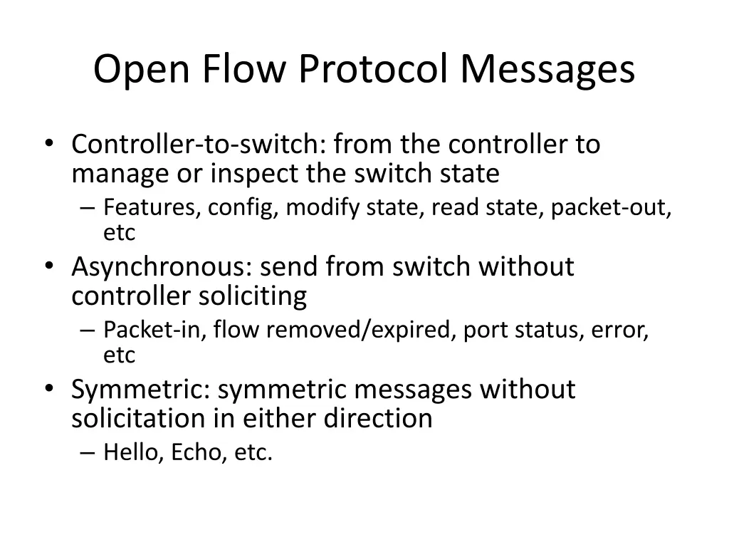 open flow protocol messages
