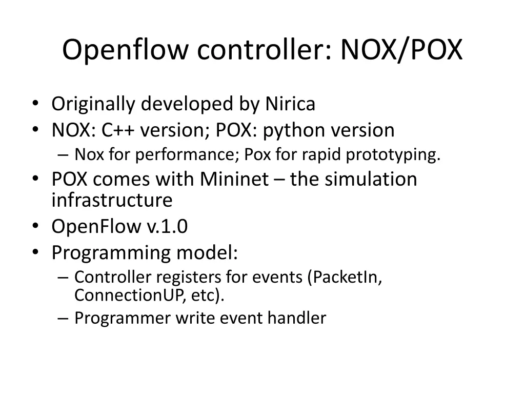openflow controller nox pox
