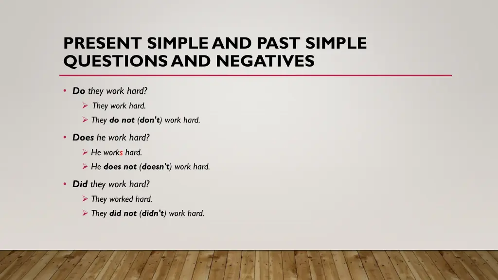 present simple and past simple questions