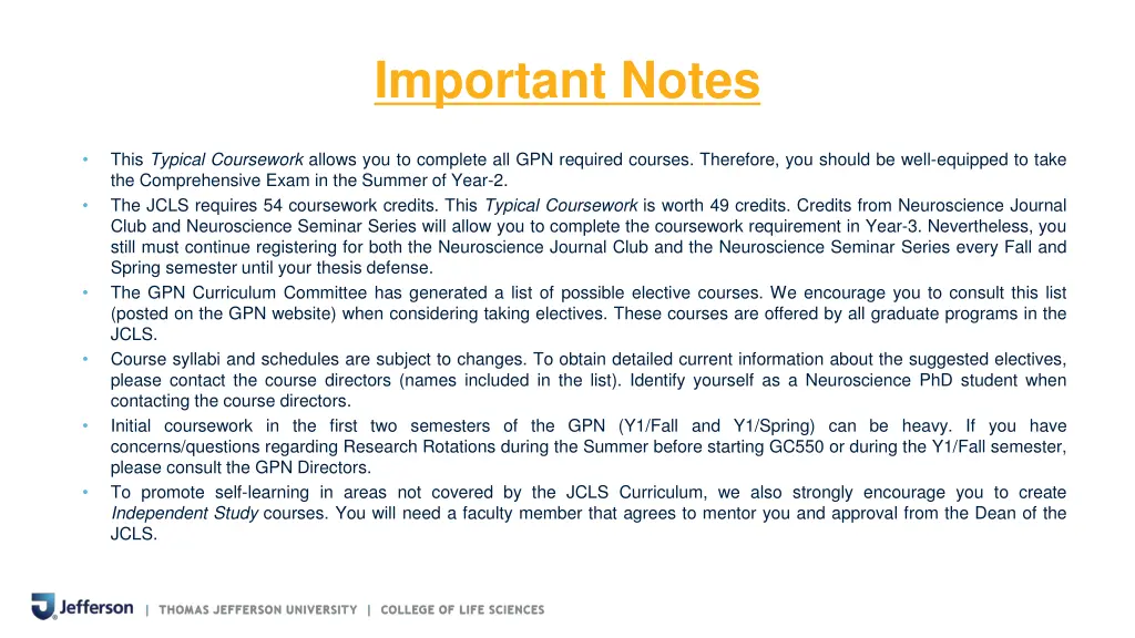 important notes