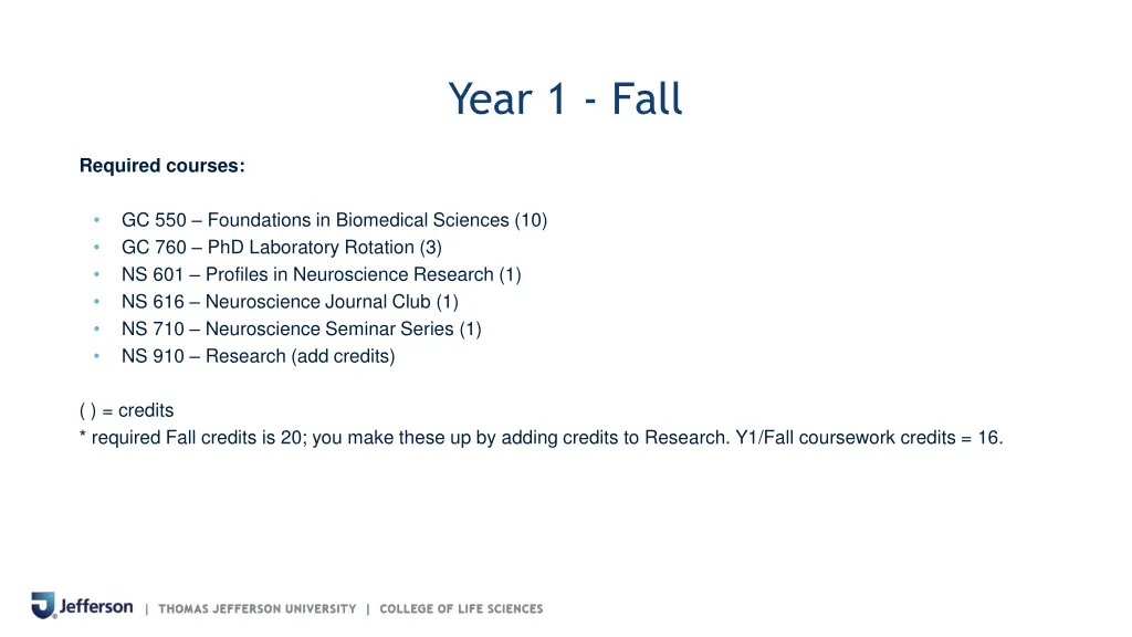 year 1 fall