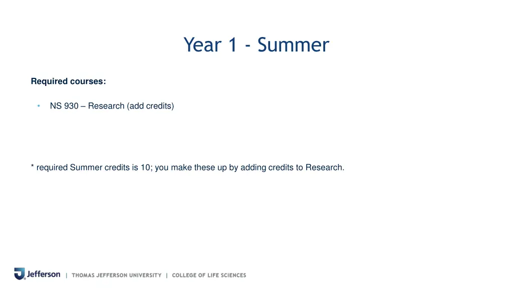 year 1 summer